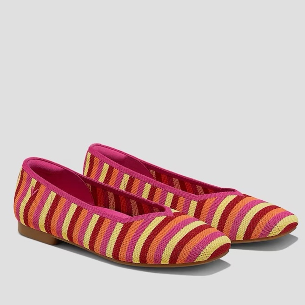 Vivaia Stripped Square Toe V-Cut Flats